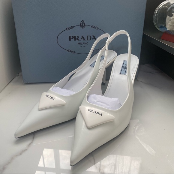 Prada Women's White Slingback Heels